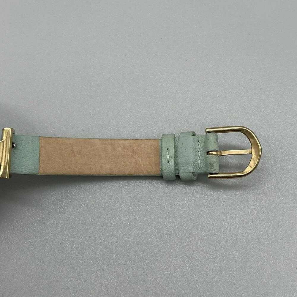 Olivia Burton Womens Watch 29mm Bee Logo Mint Green Leather Gold Tone New Batt